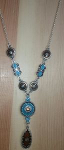NRT Silver, Enameled South Western Textured Neckla